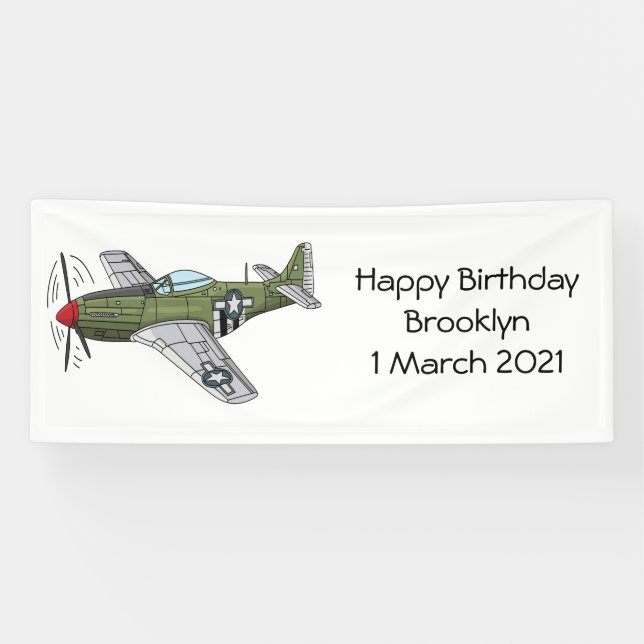 Military plane cartoon illustration banner (Horizontal)