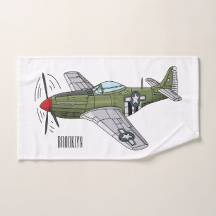 Military plane cartoon illustration bath towel set