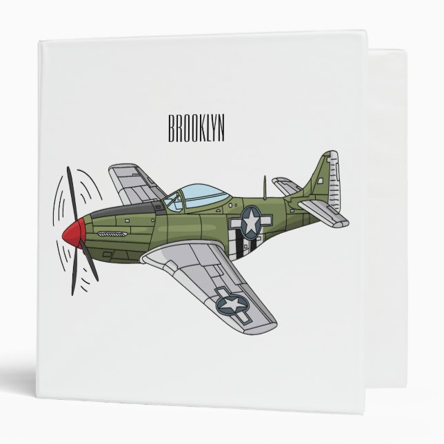 Military plane cartoon illustration binder (Front/Inside)