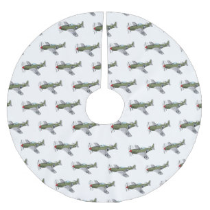 Military plane cartoon illustration brushed polyester tree skirt