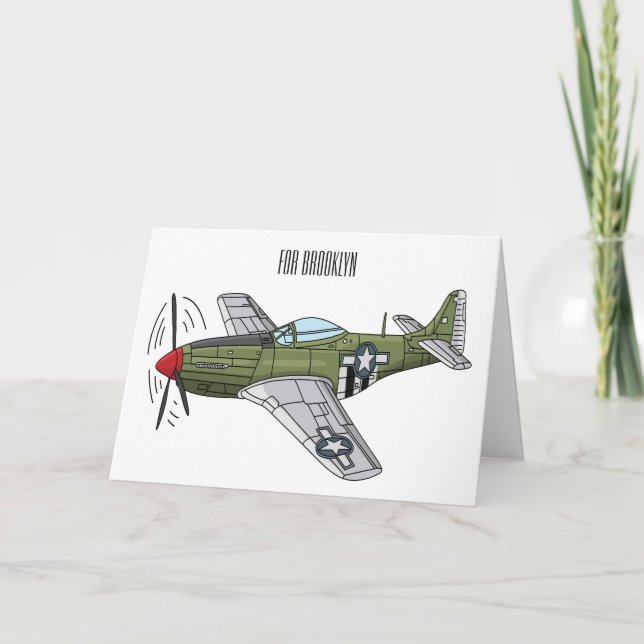 Military plane cartoon illustration card (Front)