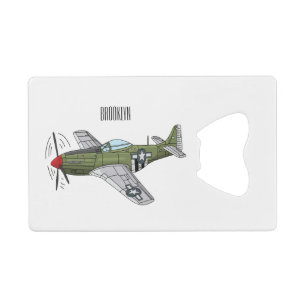 Military plane cartoon illustration credit card bottle opener