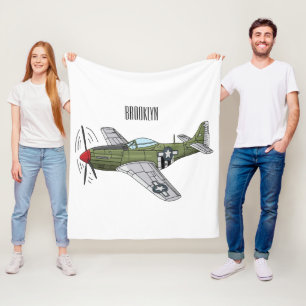 Military plane cartoon illustration fleece blanket