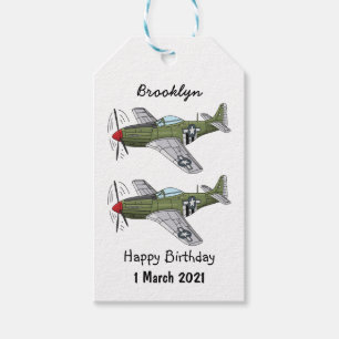 Military plane cartoon illustration gift tags