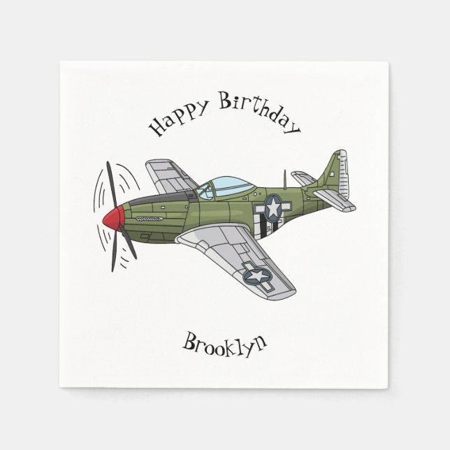 Military plane cartoon illustration  napkin (Front)