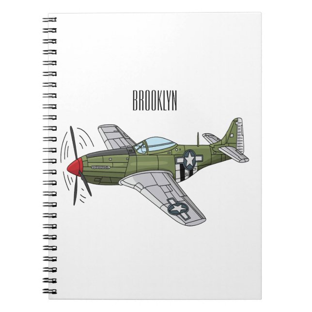 Military plane cartoon illustration notebook (Front)