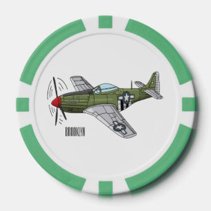 Military plane cartoon illustration poker chips