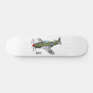 Military plane cartoon illustration skateboard