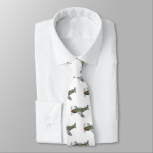 Military plane cartoon illustration tie