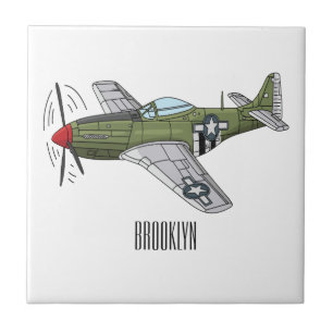 Military plane cartoon illustration tile