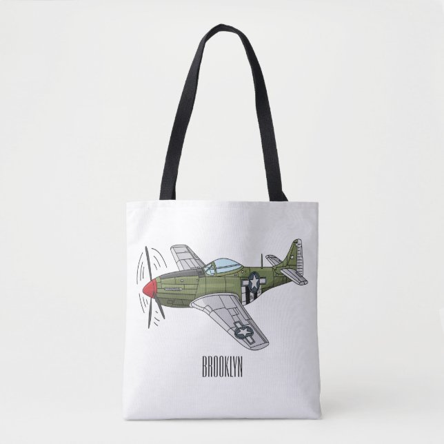 Military plane cartoon illustration tote bag (Front)