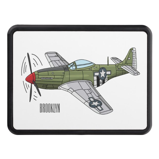 Military plane cartoon illustration trailer hitch cover (Front)