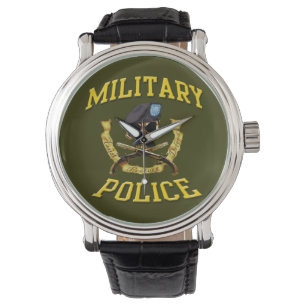 Military Police Skull w Crossed Pistols Wristwatch