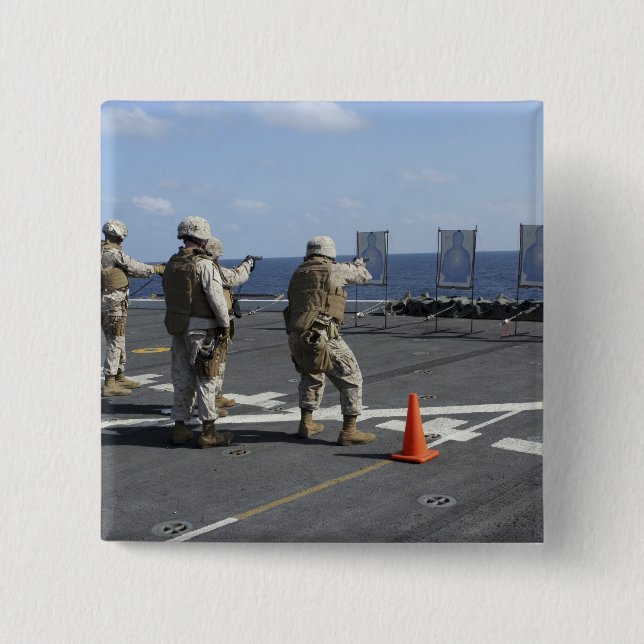 Military policemen train with the Berretta M9 2 Inch Square Button (Front)