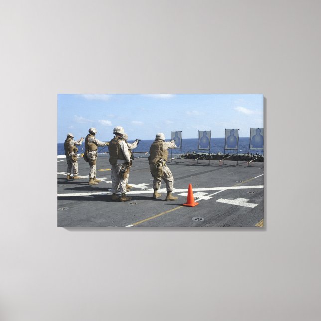 Military policemen train with the Berretta M9 Canvas Print (Front)