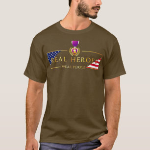Military Purple Heart Real Heroes Wear Purple  T-Shirt