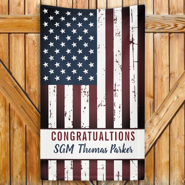 Military Retirement American Flag Party  Banner (Creator Uploaded)