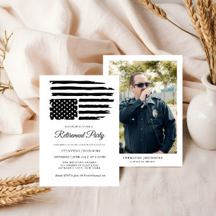 Military Retirement Custom Photo American Flag Invitation
