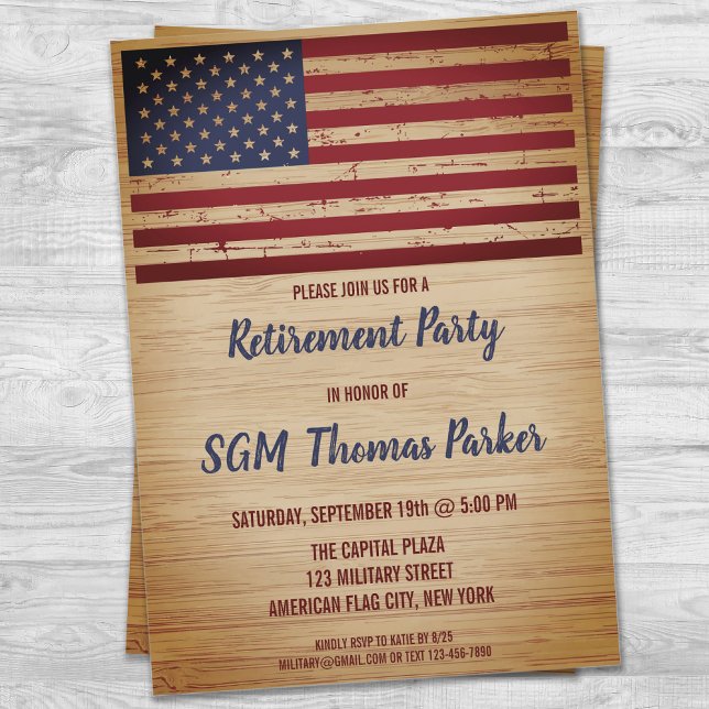 Military Retirement Party American Flag Patriotic Invitation (Creator Uploaded)