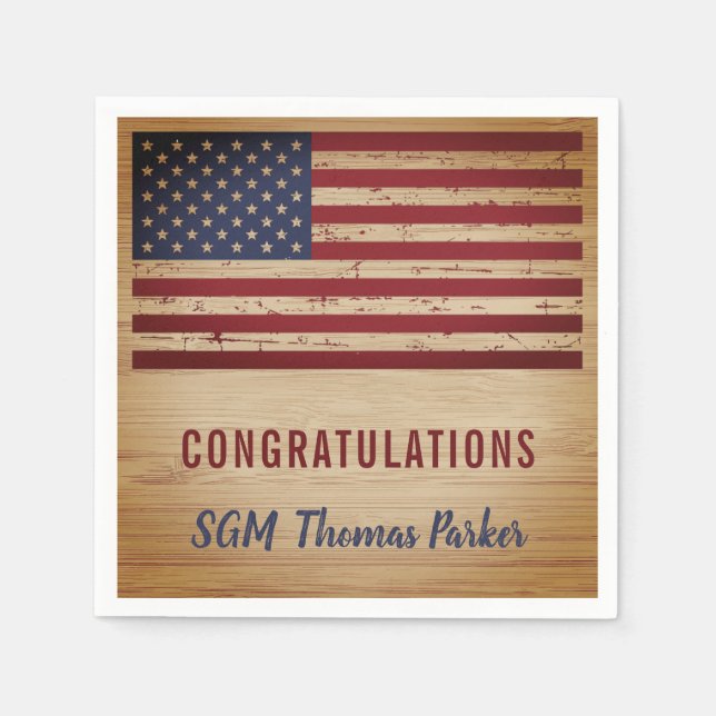 Military Retirement Party American Flag Patriotic  Napkin (Front)