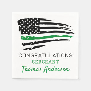 Military Retirement Party Thin Green Line Flag  Napkin
