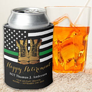 Military Retirement Personalized Thin Green Line Can Cooler