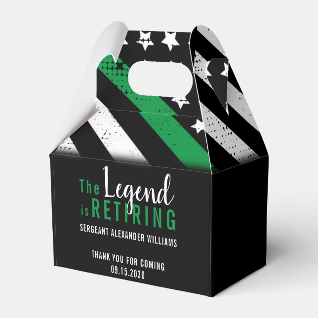 Military Retirement Thin Green Line Flag Army Favor Box (Front Side)