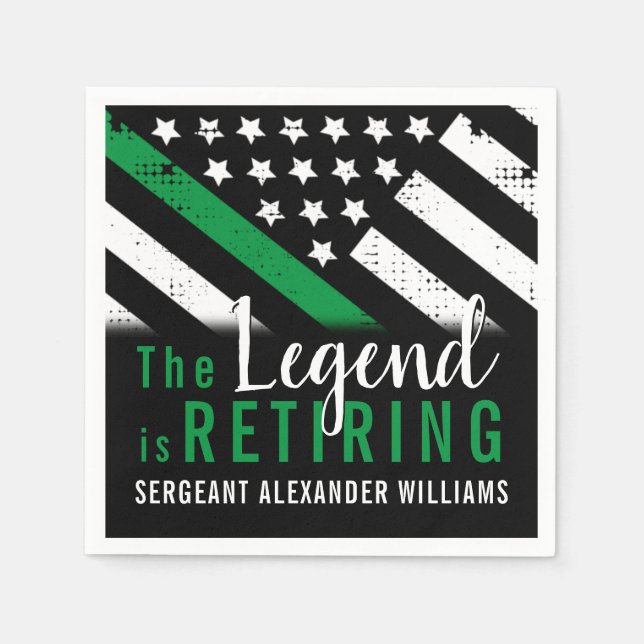 Military Retirement Thin Green Line Flag Army Napkin (Front)