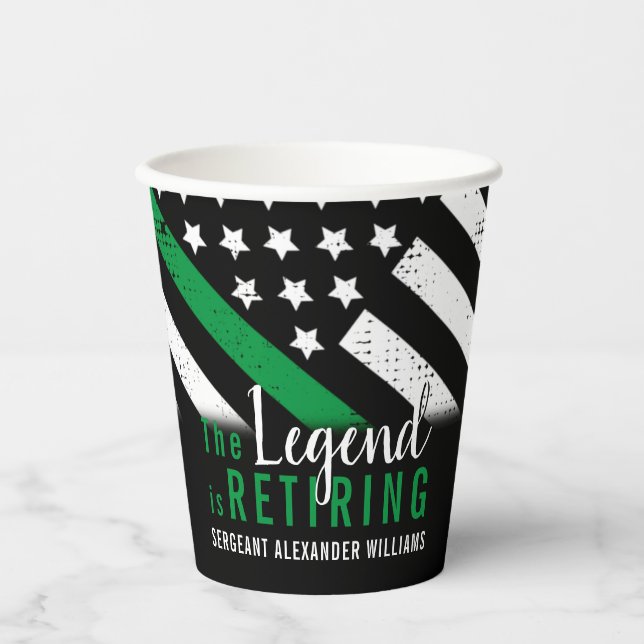 Military Retirement Thin Green Line Flag Army Paper Cups (Front)