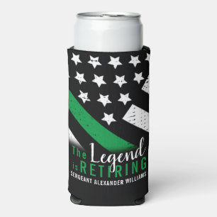 Military Retirement Thin Green Line Flag Army Seltzer Can Cooler