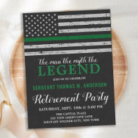Military Retirement Thin Green Line Flag Party 