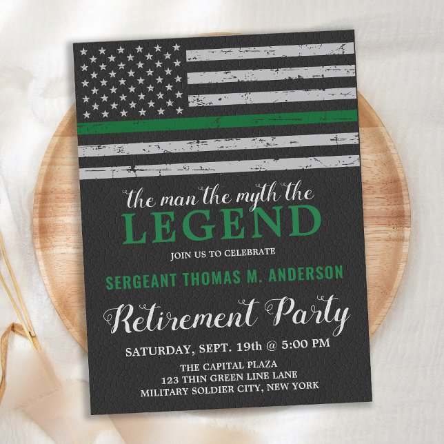 Military Retirement Thin Green Line Flag Party  Postcard (Creator Uploaded)