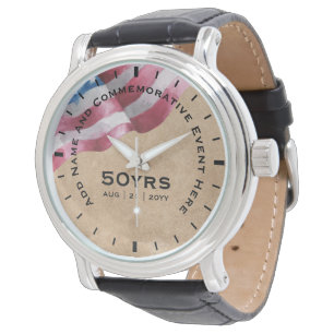 Military Retirement Us Flag Commemorative Keepsake Watch