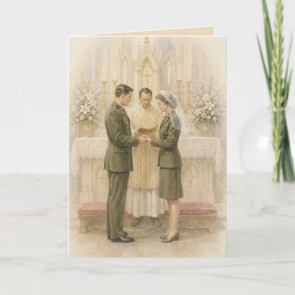 Military Service Uniform Elegant Wedding Ceremony Invitation