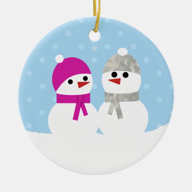 Military Snow Couple Ornament (Front)