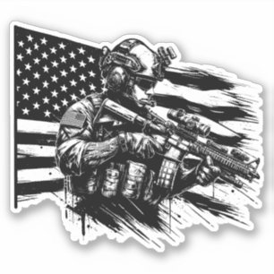 Military Soldier American USA Flag Patriotic Art 