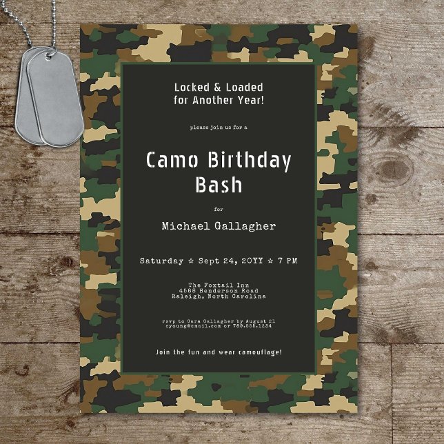 Military Soldier Camouflage Birthday Invitation (Military Soldier Camouflage Birthday Invitation)