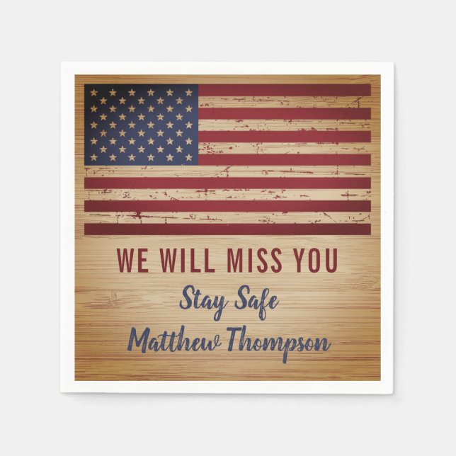 Military Soldier Going Away Party American Flag Napkin (Front)