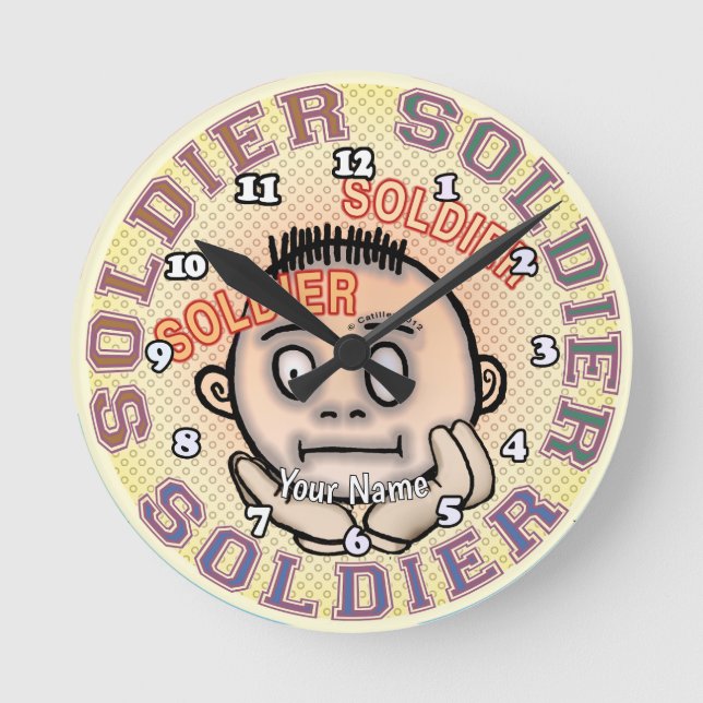 Military Soldier Round Clock (Front)
