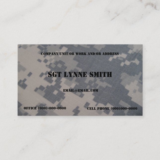 Military Style Business Card (Front)