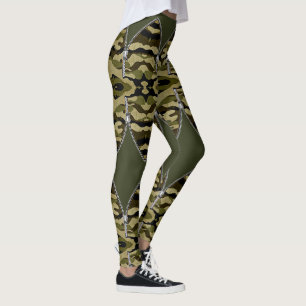 Military-style leggings with rack-cut cuts