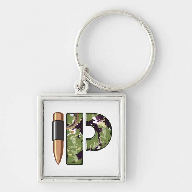Military Style Letter Of P Keychain (Front)
