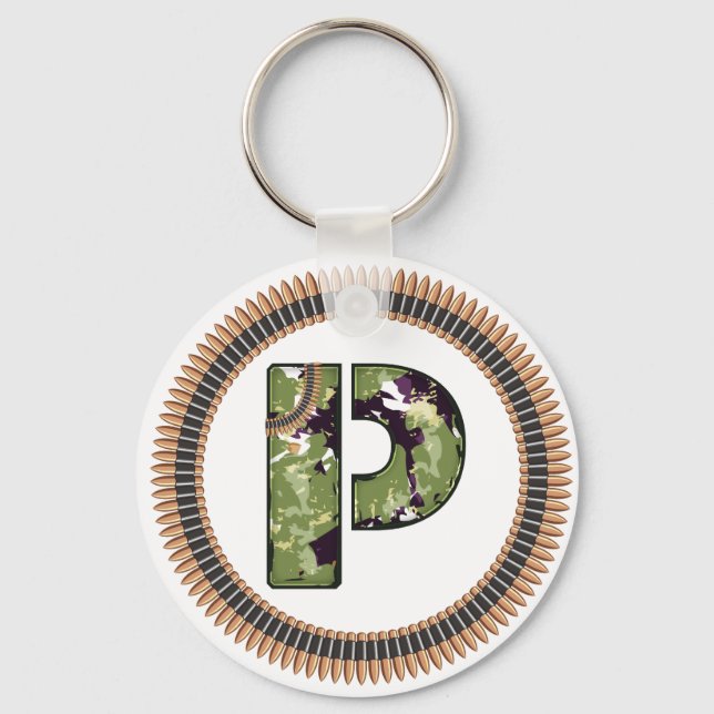 Military Style Letter Of P Keychain (Front)