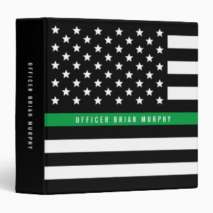 Military Thin Green Line American Flag Add Name Binder