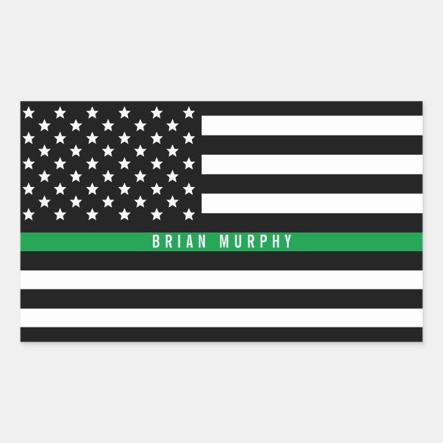 Military Thin Green Line American Flag Add Name Sticker (Front)