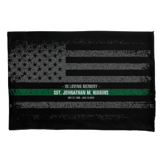Military Thin Green Line American Flag  Pillowcase
