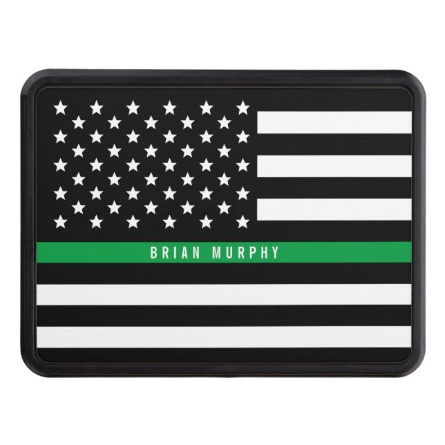 Military Thin Green Line Monogram Trailer Hitch Cover (Front)