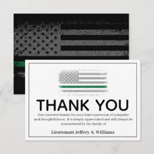Military Thin Green Line Thank You Bereavement Card