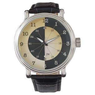 Military time mens watch with personalized initial