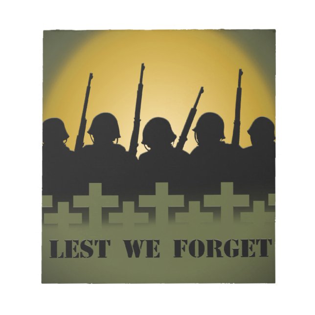 Military Tribute Notepad Lest We Forget Notepad (Front)
